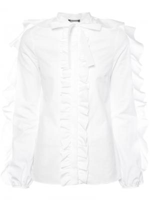 Рубашка с длинными рукавами и рюшами Giambattista Valli. Цвет: белый