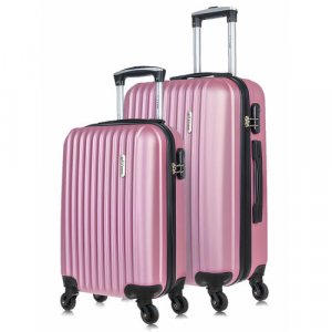 Комплект чемоданов Lcase Krabi, 2 шт., 62 л, размер S/M, розовый, золотой L'case. Цвет: золотистый/розовое золото/розовый