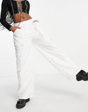 Широкие брюки в стиле милитари со вставками -Белый The Ragged Priest