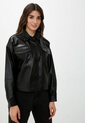 Куртка кожаная Vittoria Vicci Overshirt. Цвет: черный
