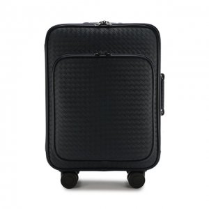 Кожаный дорожный чемодан на колесиках Bottega Veneta. Цвет: синий
