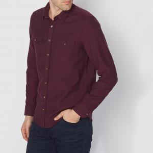 Рубашка с длинными рукавами, стандартный покрой из фланели R édition. Цвет: бордовый,серый,темно-синий
