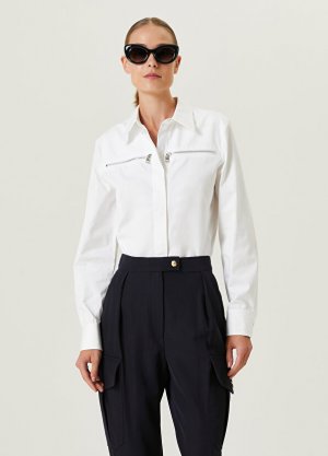 Белая классическая рубашка с воротником и молнией Alexander McQueen