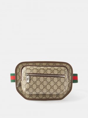 Поясная сумка jumbo из холщовой ткани с узором gg , бежевый Gucci