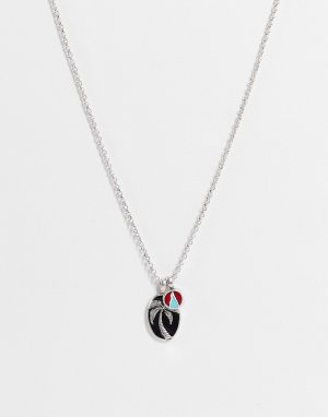 Серебристое ожерелье с овальной подвеской пальмой -Серебряный Classics 77