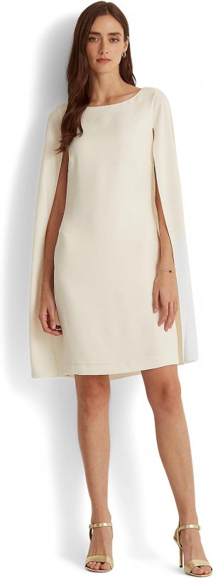 Коктейльное платье-кейп-жоржет LAUREN Ralph Lauren, цвет Mascarpone Cream
