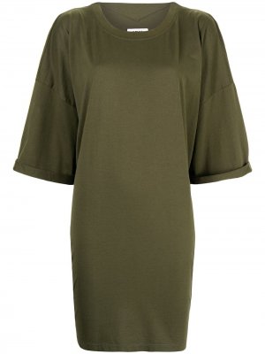 Платье миди с круглым вырезом и короткими рукавами MM6 Maison Margiela. Цвет: зеленый