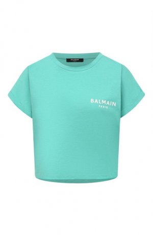 Хлопковая футболка Balmain. Цвет: зелёный