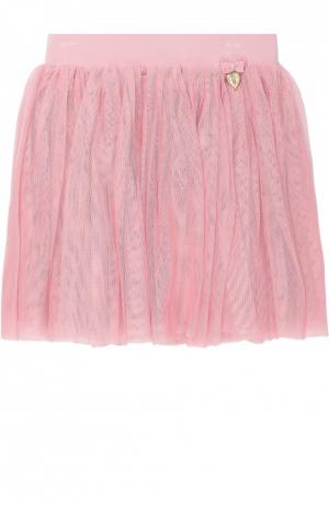 Многослойная юбка с декором Angel’s Face. Цвет: розовый