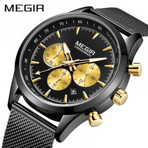 Новинка 2020 года, Relogio Masculino, мужские модные часы, простые черные деловые кварцевые часы с сетчатым ремнем из нержавеющей стали, Saat Megir