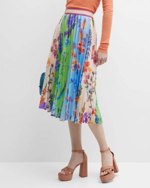 Плиссированная юбка-миди трапециевидной формы с цветочным принтом Fuzzi