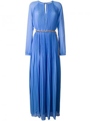 Длинное плиссированное платье Michael Kors. Цвет: синий