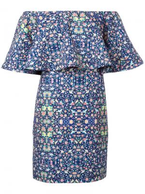 Платье с открытыми плечами и цветочным узором Miahatami. Цвет: многоцветный