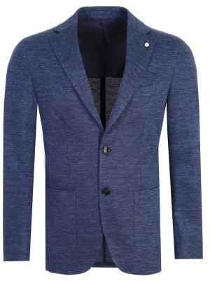 Пиджак из хлопка и льна LUBIAM. Цвет: синий