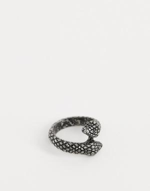 Серебристое кольцо со змеей -Серебряный Icon Brand