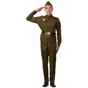 Костюм Солдат, прямые брюки (13082), 42. Батик. Цвет: зеленый