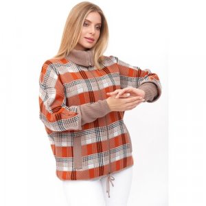 Пиджак , размер 48, коричневый, оранжевый Текстильная Мануфактура. Цвет: коричневый/белый/оранжевый