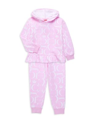Комплект из двух предметов: флисовая толстовка с баской и брюки для маленькой девочки, розовый Juicy Couture