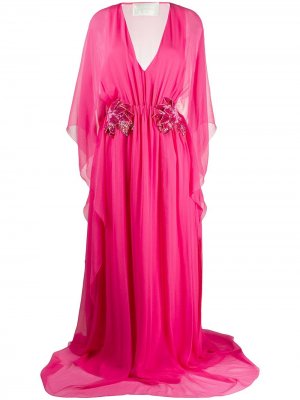 Длинное платье с V-образным вырезом Alberta Ferretti. Цвет: розовый