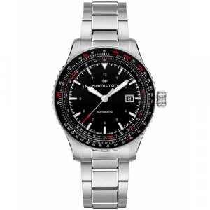 Наручные часы Khaki Aviation, серебряный, черный Hamilton. Цвет: черный/черный-серебристый