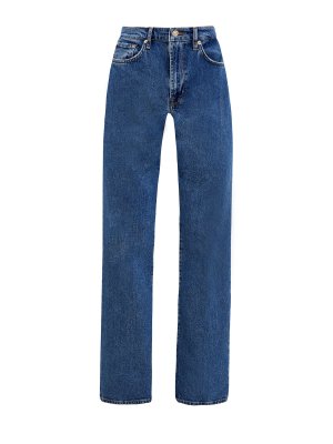 Прямые джинсы Tess из окрашенного вручную денима 7 FOR ALL MANKIND. Цвет: синий