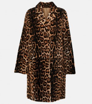 Дубленка и кожаное пальто с леопардовым принтом YVES SALOMON, коричневый Salomon