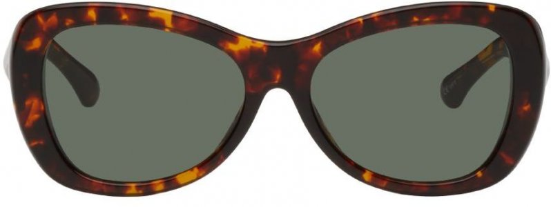 Коричневые круглые солнцезащитные очки Linda Farrow Edition 195 Dries Van Noten