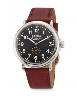 Часы Runwell с хронографом из нержавеющей стали и кожаным ремешком , коричневый Shinola