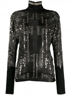 Декорированная полупрозрачная блузка 1990-х годов Gianfranco Ferré Pre-Owned. Цвет: черный