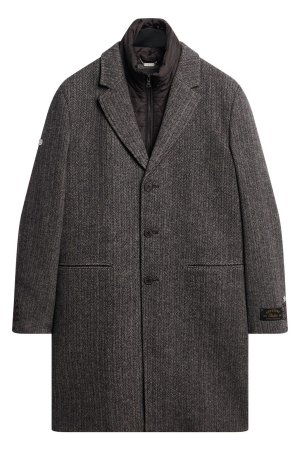 Шерстяное городское пальто 6 в 1 с узором елочка , серый Superdry