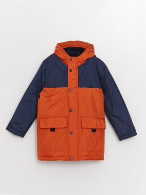 Пальто для мальчика с капюшоном в стиле колор-блок LCW ECO, темно-синий Eco