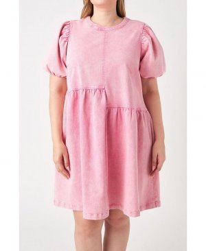 Джинсовое мини-платье больших размеров , розовый English Factory