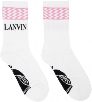 Бело-розовые жаккардовые носки Lanvin