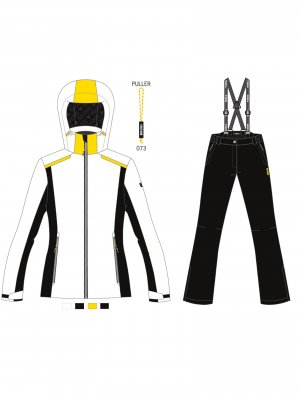 Женский лыжный костюм , белый/желтый/черный Brugi