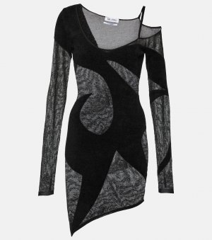 Асимметричное мини-платье из шифона , черный The Attico