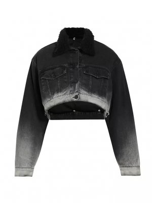 Джинсовая укороченная куртка с воротником тедди Gina 3X1, цвет black atlantic ombre 3x1