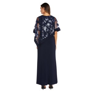 Женский комплект платья-пончо и платья макси с вышивкой пайетками R&M Richards