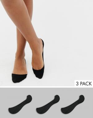 Набор из 3 пар черных невидимых носков New Look. Цвет: черный