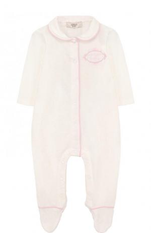 Хлопковая пижама с контрастной отделкой Armani Junior. Цвет: белый
