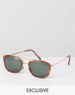 Квадратные очки-авиаторы в черепаховой оправе эксклю Reclaimed Vintage. Цвет: коричневый