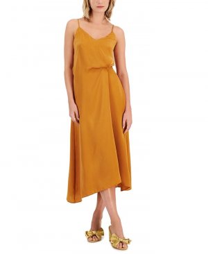Женское однотонное платье-комбинация Rowan с заворотом спереди , коричневый Lucy Paris