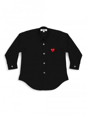 Рубашка на пуговицах с логотипом Little Kid's Play Kids Comme des Garçons PLAY, черный