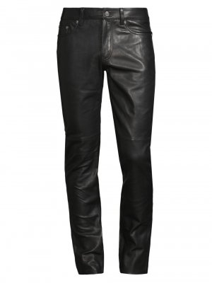 Кожаные блестящие узкие брюки BLK DNM, черный Dnm