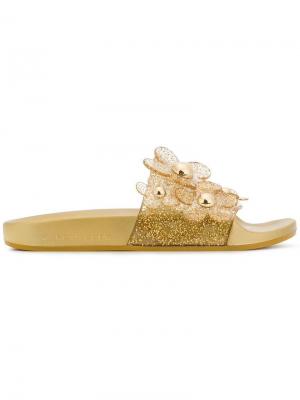 Flower design slippers Marc Jacobs. Цвет: золотистый