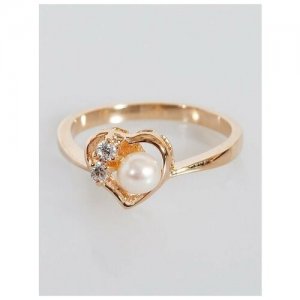 Кольцо помолвочное , жемчуг культивированный, размер 15, белый Lotus Jewelry. Цвет: белый