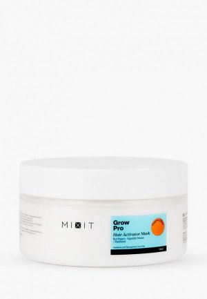 Маска для волос Mixit GROW PRO Разогревающая маска-активатор роста с красным перцем, растительным протеином и пантенолом, 200 мл. Цвет: прозрачный