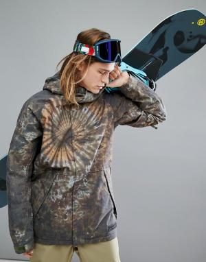 Утепленная горнолыжная куртка с капюшоном и принтом тай-дай Hilltop Burton Snowboards. Цвет: мульти
