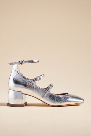 Туфли на каблуках Mary Jane с тройными ремешками, серебряный Vicenza