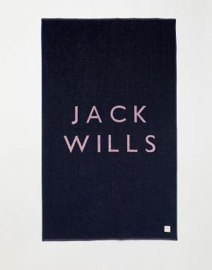 Пляжное полотенце с логотипом Jack Wills. Цвет: темно-синий