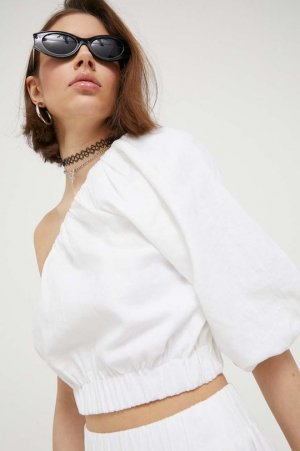 Льняная блузка , белый Abercrombie & Fitch